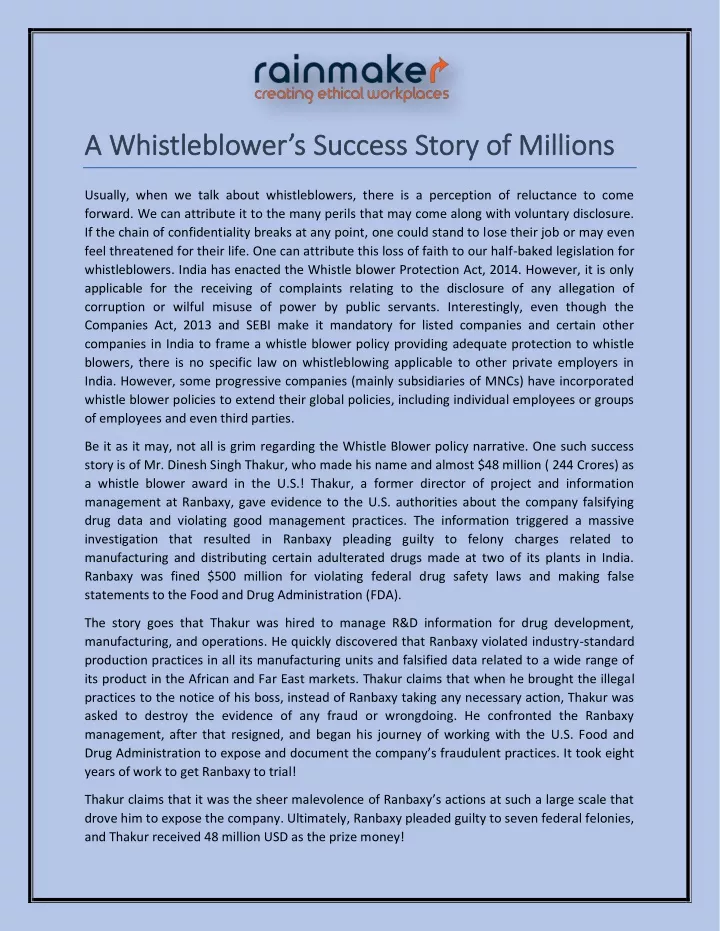 a whistleblower s success story of millions