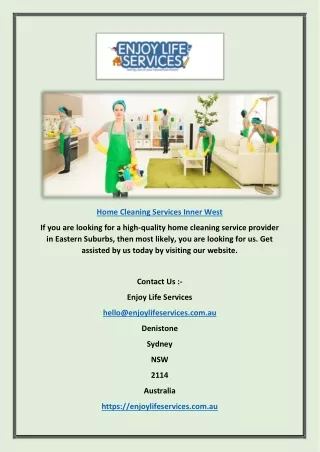 Home Cleaning Services Inner West | Enjoylifeservices.com.au