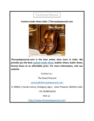 Custom made shoes india | Theroyalepeacock.com