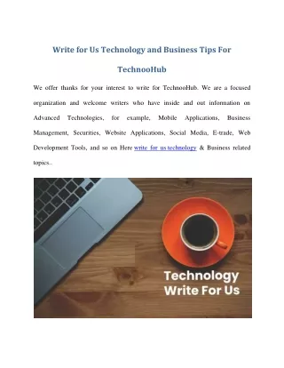 Write for Us Technology and Business Tips For TechnooHub
