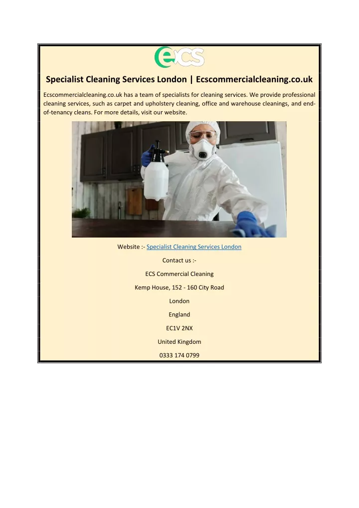 specialist cleaning services london