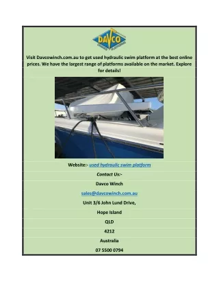 Finding the best place to buy Used Hydraulic Swim Platform Davcowinch.com