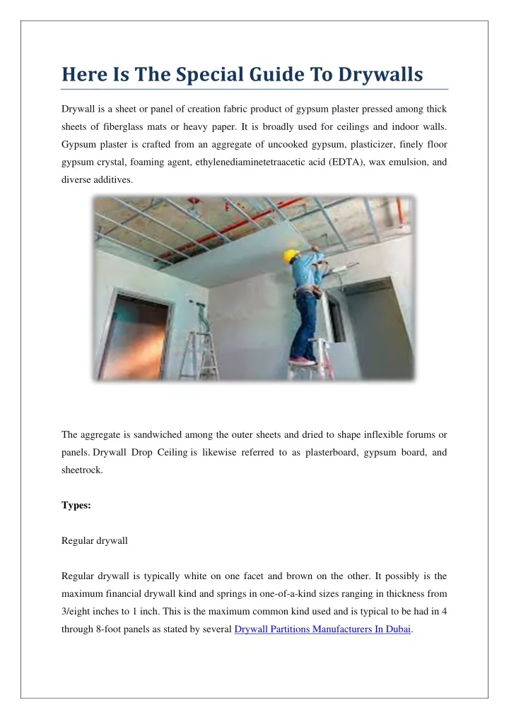 here is the special guide to drywalls