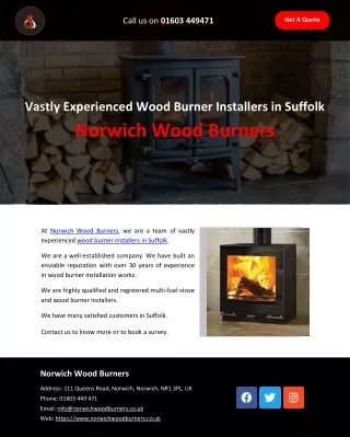 Vastly Experienced Wood Burner Installers in Suffolk