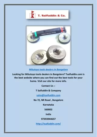 Mitutoyo Tools Dealers In Bangalore| Tsaifuddin.com