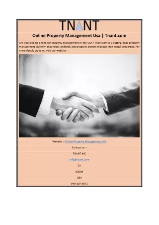 Online Property Management Usa | Tnant.com