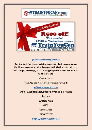 Facilitator Training Courses | Trainyoucan.co.za