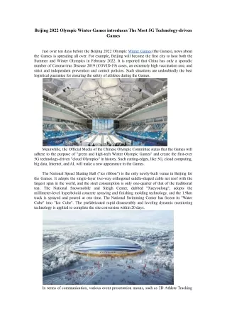 The Most 5G Technology driven Games the Beijing 2022 Olympic Winter Games 1.docx