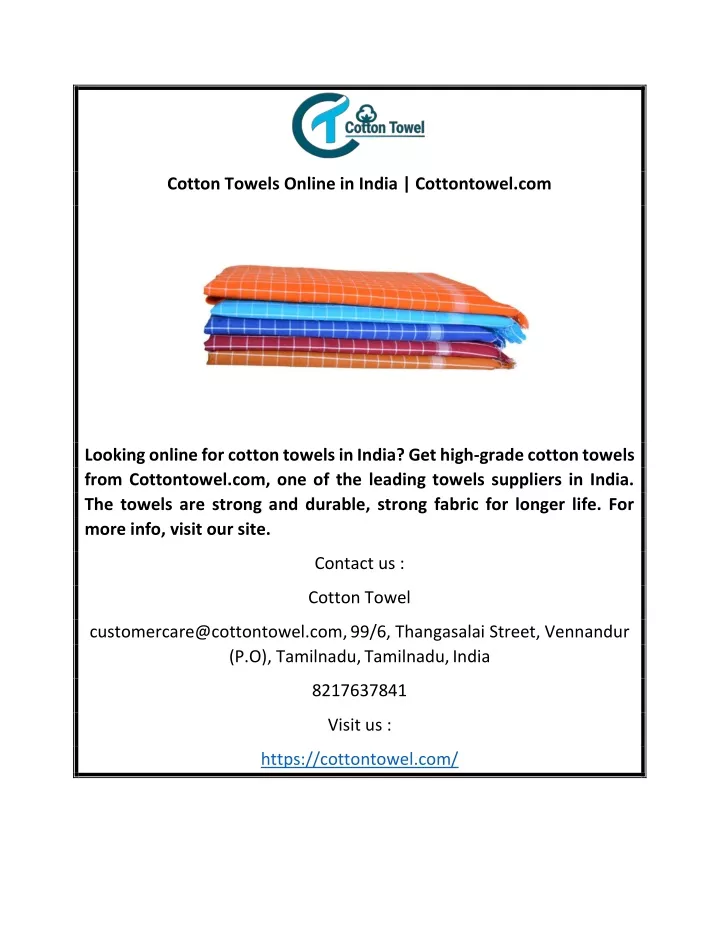 cotton towels online in india cottontowel com