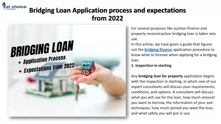 bridging loan application process and expectations from 2022