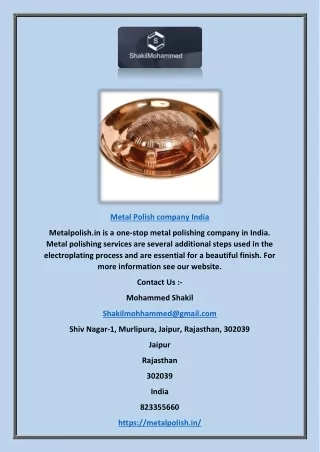 Metal Polish Company India | Metalpolish.in