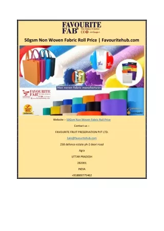 50gsm Non Woven Fabric Roll Price | Favouritehub.com