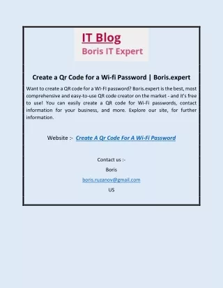 Create a Qr Code for a Wi-fi Password | Boris.expert