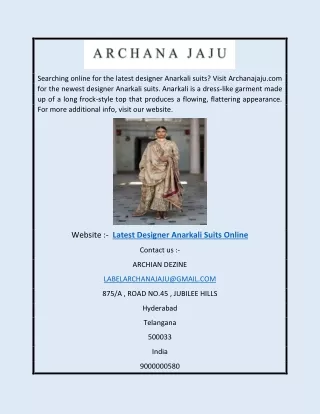 Latest Designer Anarkali Suits Online | Archanajaju.com