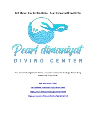Best Muscat Dive Center, Oman – Pearl Dimaniyat Diving Center