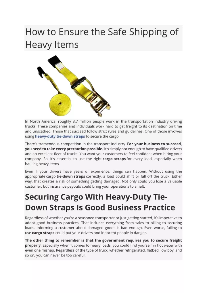 how to ensure the safe shipping of heavy items