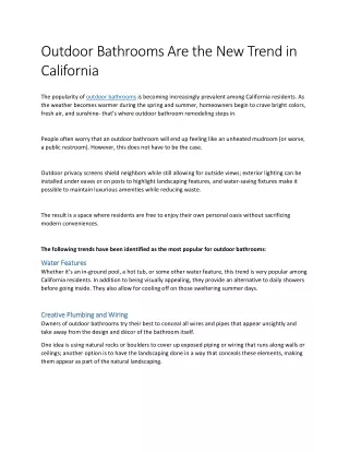 Outdoor Bathrooms Are the New Trend in California