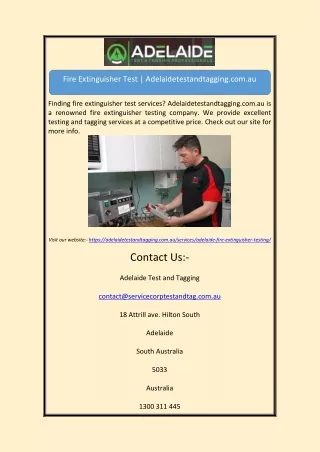 fire extinguisher test adelaidetestandtagging