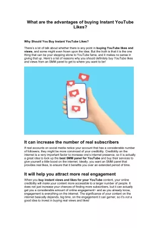 what are the advantages of buying instant youtube