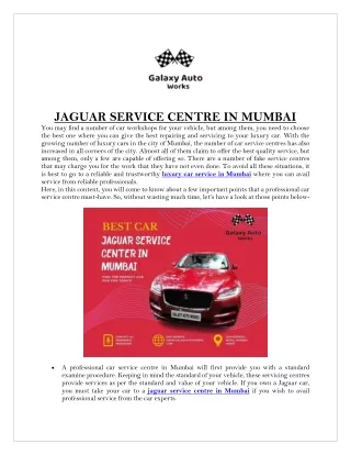 Best Jaguar Car Service and Mechanic Repair in Mumbai.