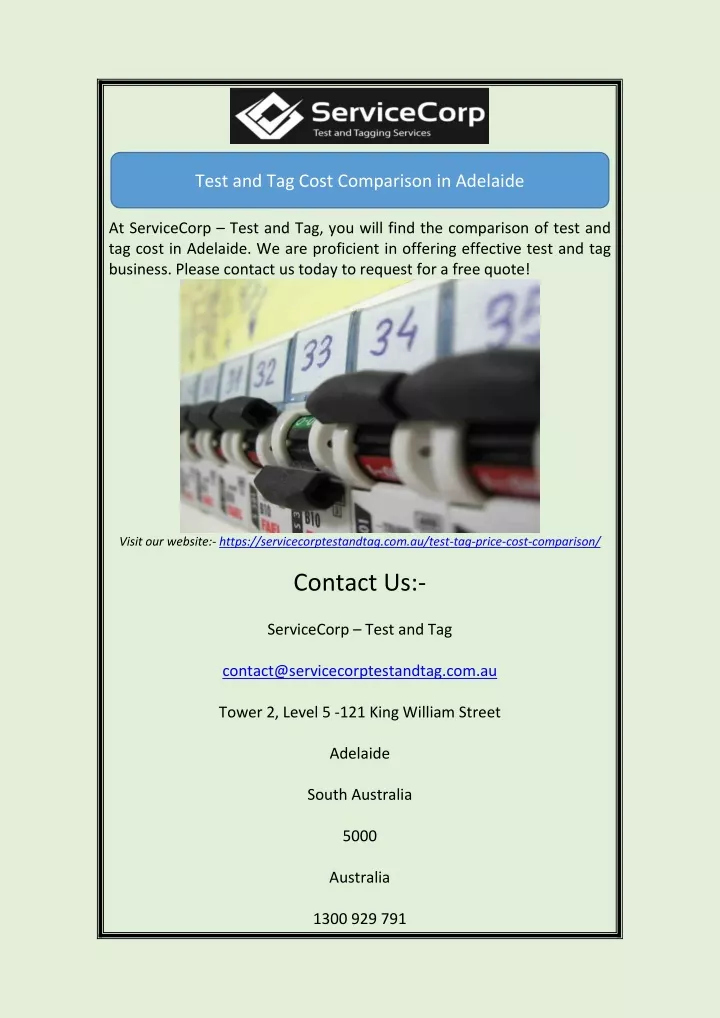 test and tag cost comparison in adelaide