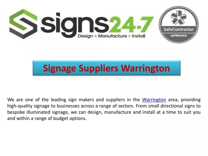 signage suppliers warrington