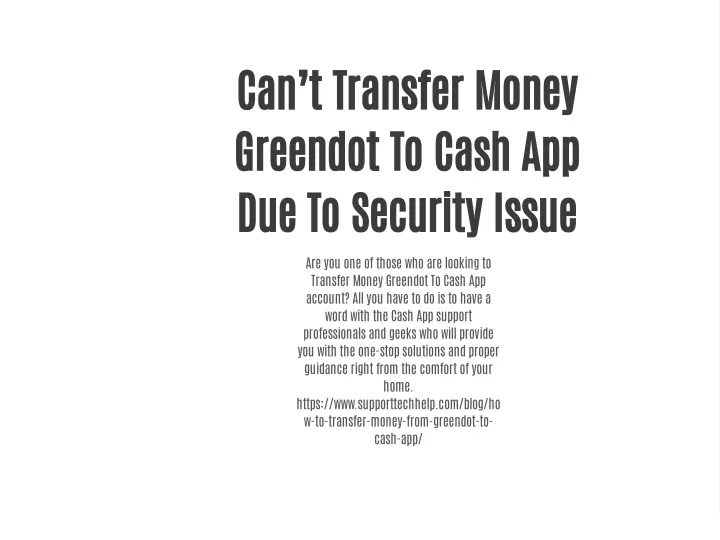can t transfer money greendot to cash