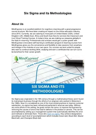 six sigma and its methodologies about us
