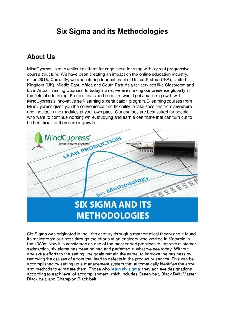 six sigma and its methodologies about us