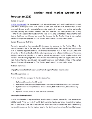 feather meal market growth and forecast to 2027