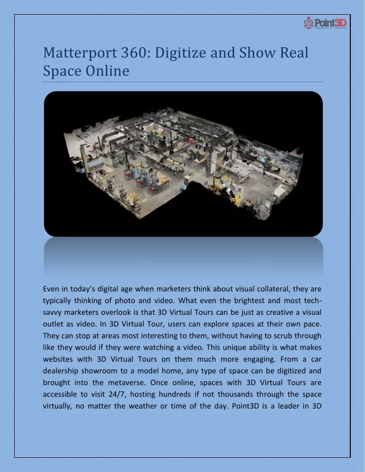 matterport 360 digitize and show real space online