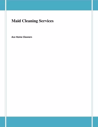 Maid Cleaning Services