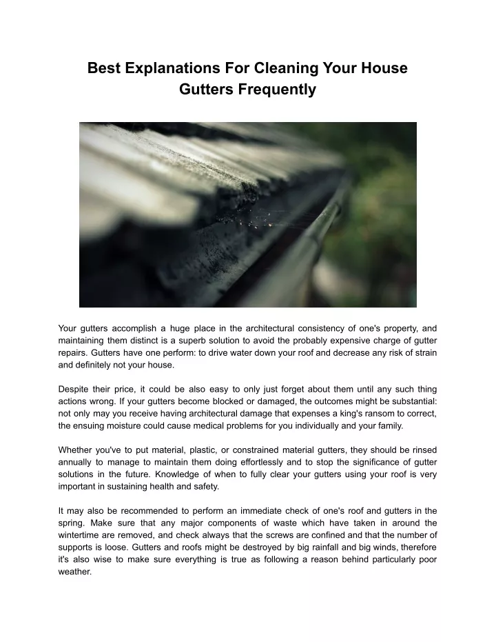 best explanations for cleaning your house gutters