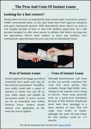 The Pros And Cons Of Instant Loans