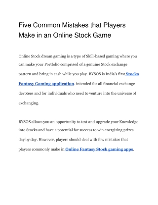 Share Market game app