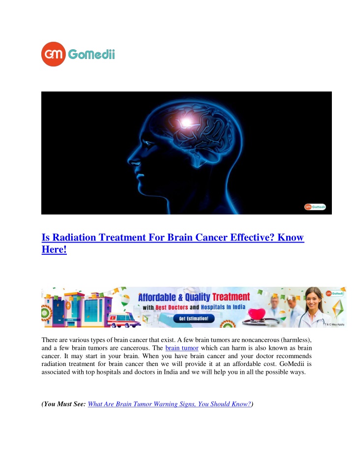 is radiation treatment for brain cancer effective
