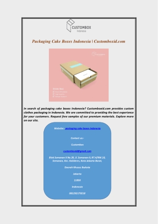 Packaging Cake Boxes Indonesia | Customboxid.com