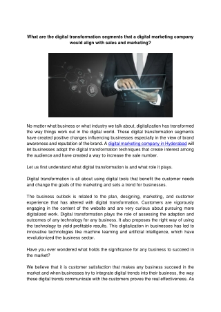 what are the digital transformation segments that