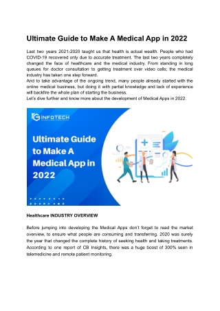 Ultimate Guide to Make A Medical App in 2022