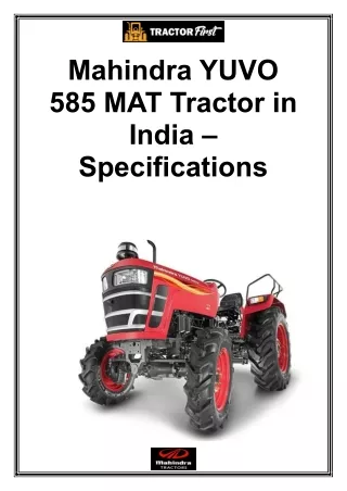 Mahindra YUVO 585 MAT Tractor in India - Specifications