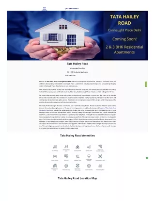 Tata Hailey Road Upcoming Extravagance Residential Project Delhi