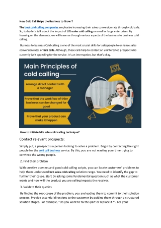 how cold call helps the business to grow