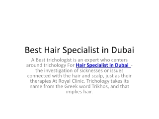 Hair Specialist in Dubai