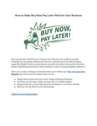 how to make buy now pay later work for your
