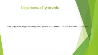 Importants of Ayurveda