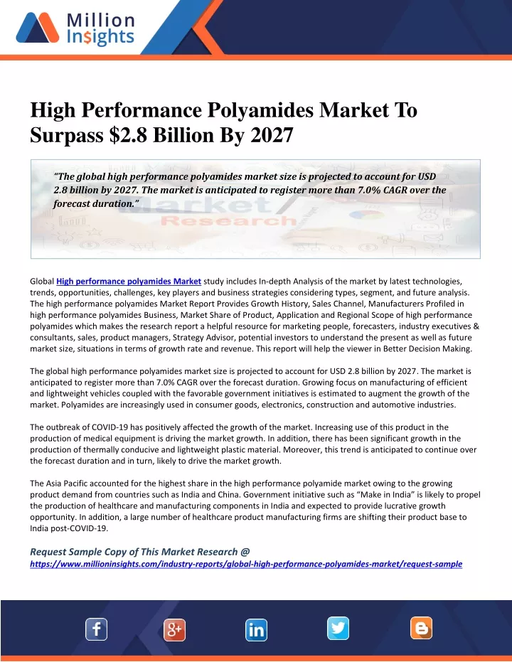high performance polyamides market to surpass
