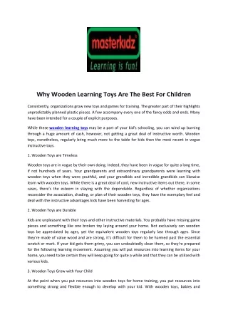 Why Wooden Learning Toys Are The Best For Children