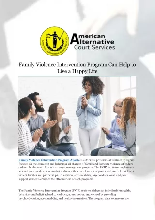 Family Violence Intervention Program Can Help to Live a Happy Life