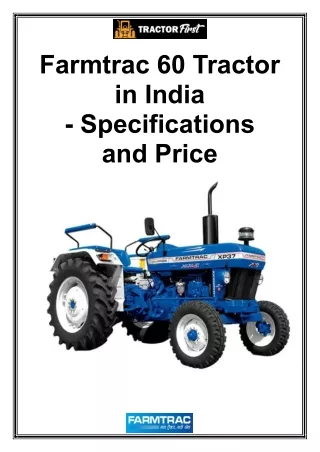 Farmtrac 60 Tractor in India Farmtrac 60