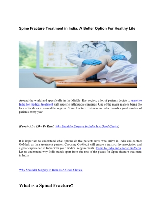 spine fracture treatment in india a better option